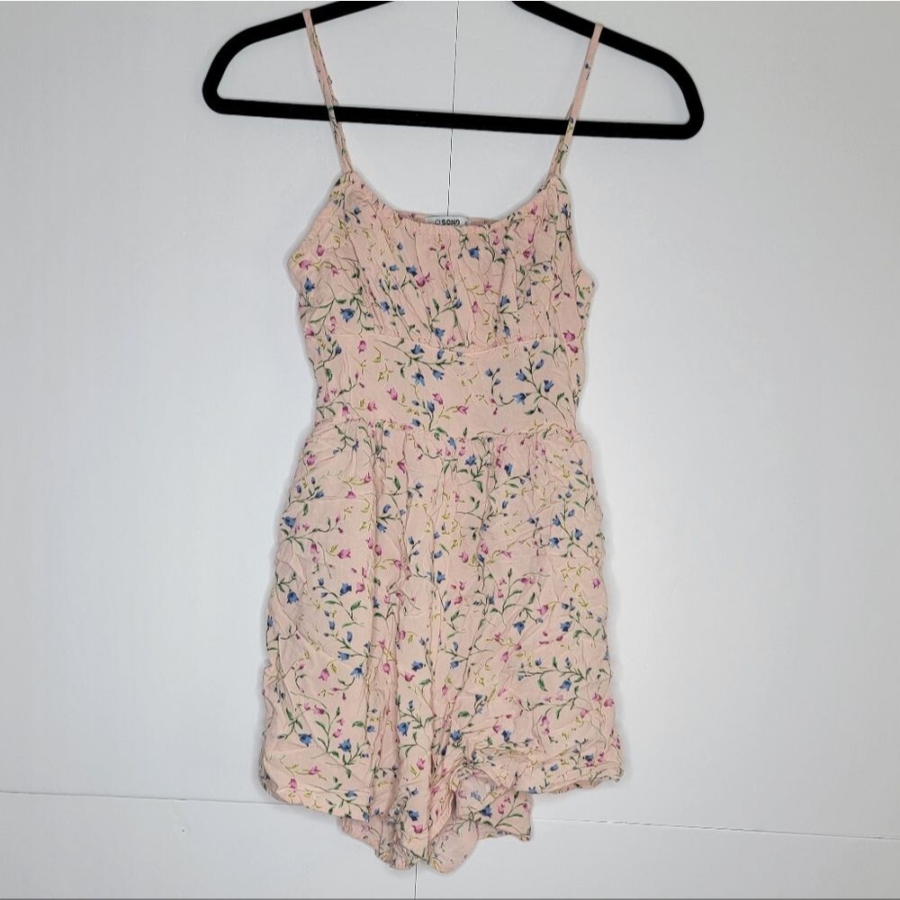 Cisono Los Angeles Pink Floral Open Back Romper Small